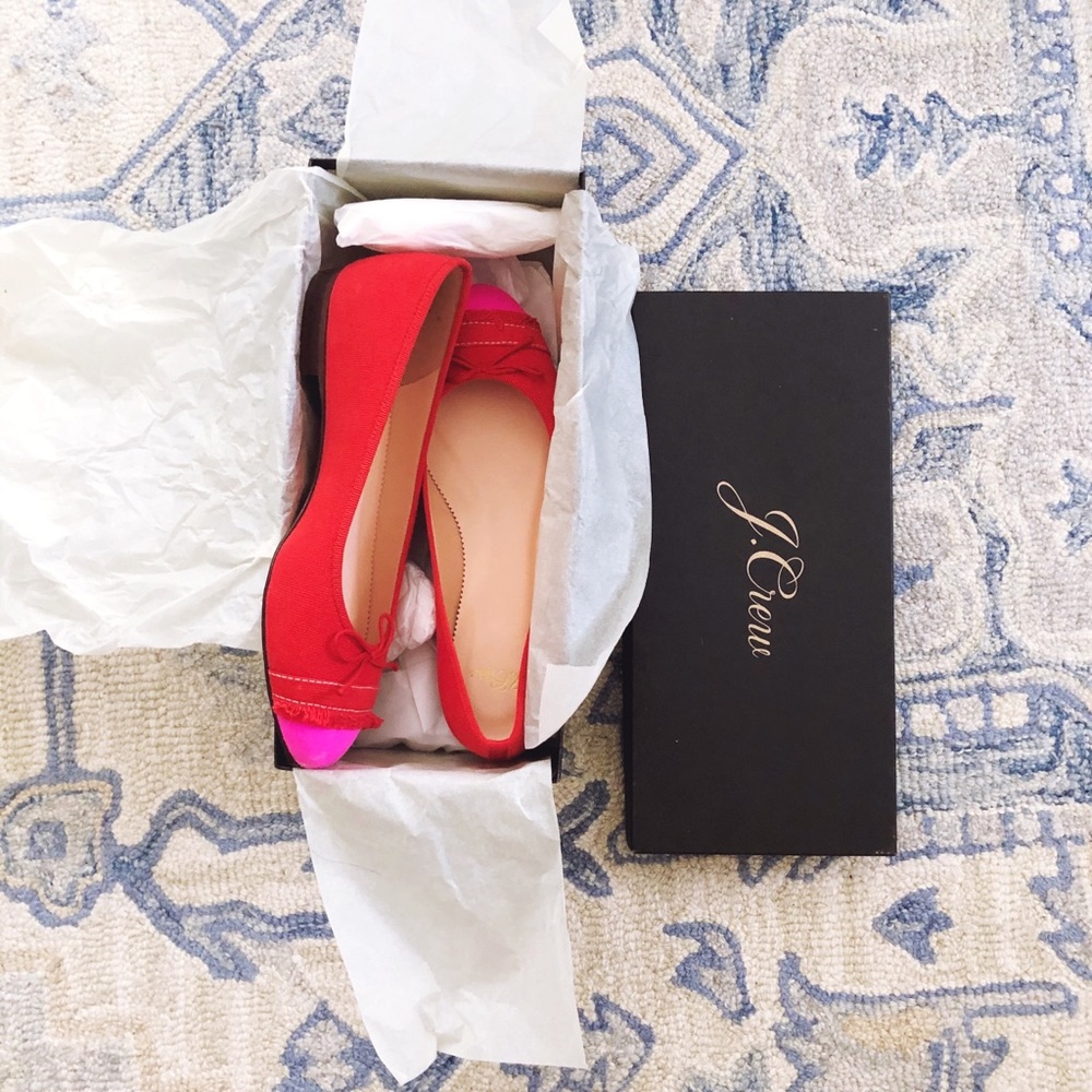 J.Crew Sz 7 Kiki Ballet Flats in Color Pop Canvas